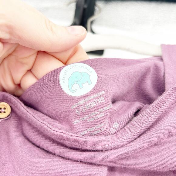 Elephant Moon Baby Girls Organic Cotton Button‎ Back Dungaree One Piece 6-12M - Picture 3 of 8